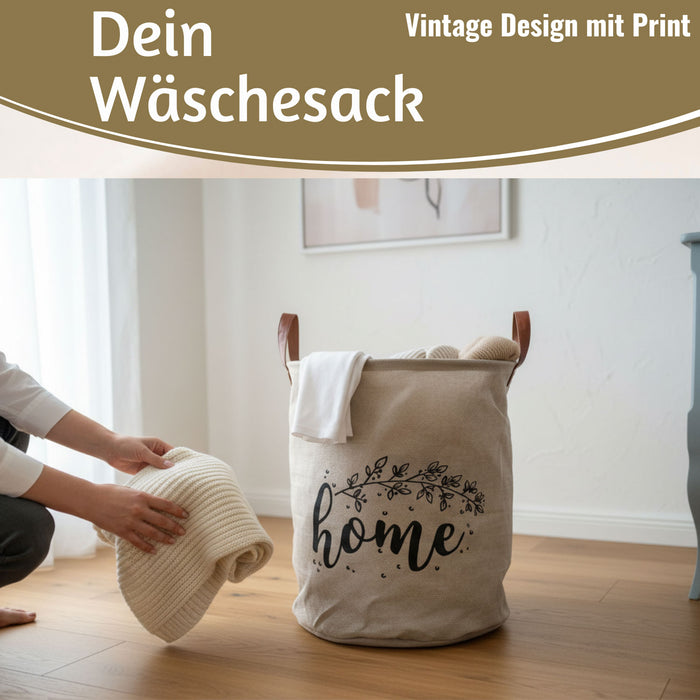 KI-generiertes Bild,Wäschesack Wäschekorb Vintage Home 62L Faltbar Wäschesammler Wäschetruhe