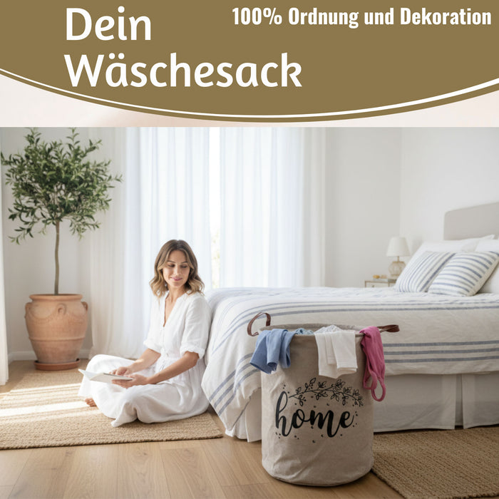 KI-generiertes Bild,Wäschesack Wäschekorb Vintage Home 62L Faltbar Wäschesammler Wäschetruhe
