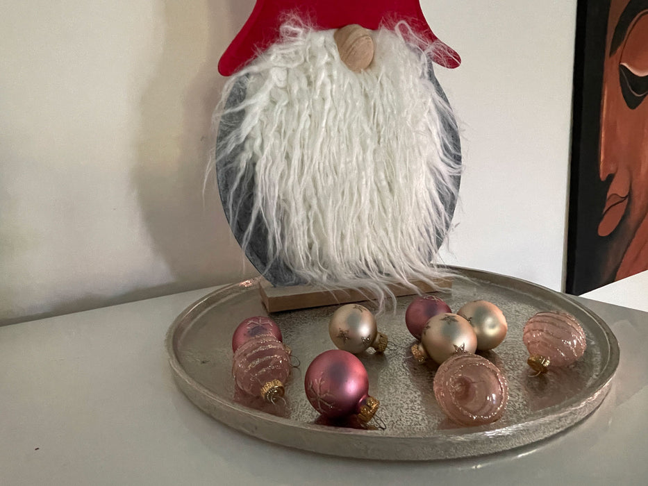 KI-generiertes Bild,18 Design Glas Weihnachtskugeln 3cm Pink Mix Christbaum Tisch Deko-Kugel