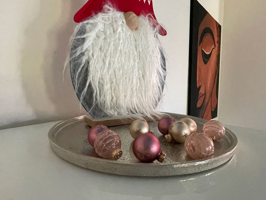 KI-generiertes Bild,18 Design Glas Weihnachtskugeln 3cm Pink Mix Christbaum Tisch Deko-Kugel