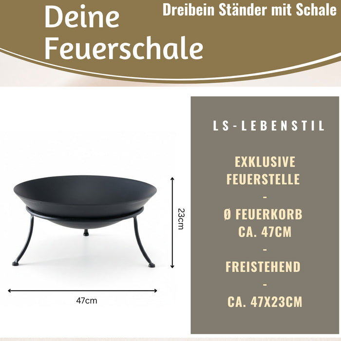KI-generiertes Bild,Feuerschale Eisen Schwarz 47cm Pflanzschale Terrassenfeuer Feuerstelle
