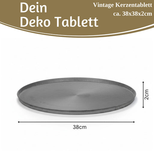 KI-generiertes Bild,XL Metall Deko Tablett Serviertablett Delhi 38cm Rund Kerzenteller Kerzentablett