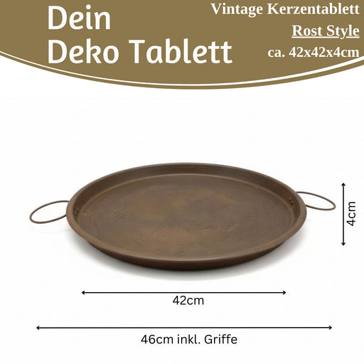 KI-generiertes Bild,XL Metall Deko Tablett Serviertablett Delhi 42cm Griffe Kerzenteller Kerzentablett