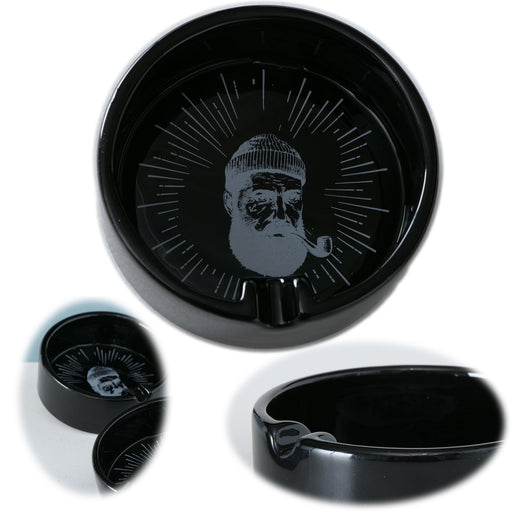 KI-generiertes Bild Aschenbecher Sylt Schwarz Kapitän 10cm Maritim Keramik Ashtray