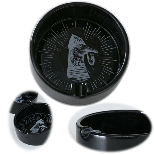 KI-generiertes Bild Aschenbecher Sylt Schwarz Möwe 10cm Maritim Keramik Ashtray