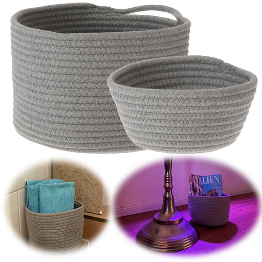 KI-generiertes Bild Aufbewahrungskorb Odense Set 18/23cm Grau Baumwolle Deko Korb Ordnungsbox Seilkorb