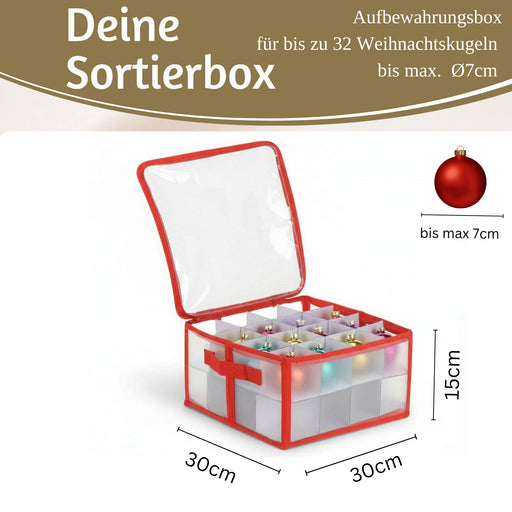 KI-generiertes Bild,Aufbewahrungsbox Organizer für 32 Weihnachtskugeln Christbaum-Kugeln