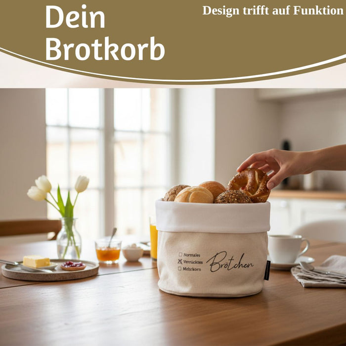 KI-generiertes Bild,Design Brotkorb Stoffkörbchen Brötchen 100% Baumwolle Brotkörbchen Brötchen