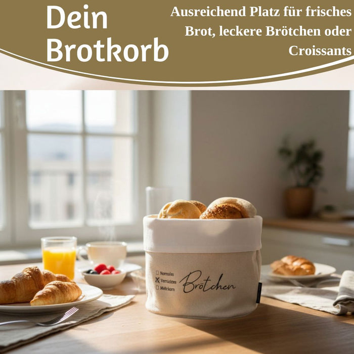 KI-generiertes Bild,Design Brotkorb Stoffkörbchen Brötchen 100% Baumwolle Brotkörbchen Brötchen