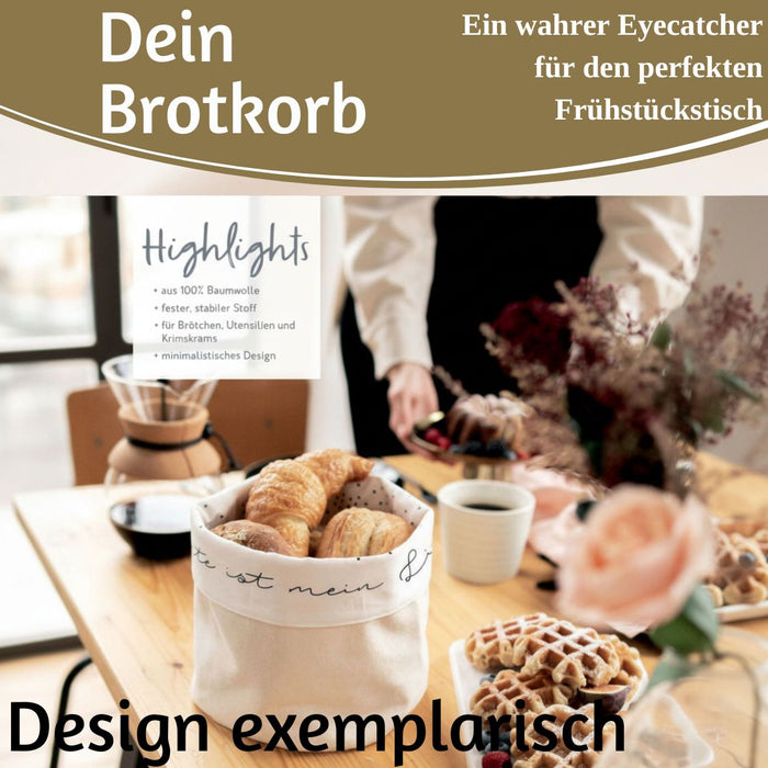 KI-generiertes Bild,Design Brotkorb Stoffkörbchen Brötchen 100% Baumwolle Brotkörbchen Brötchen