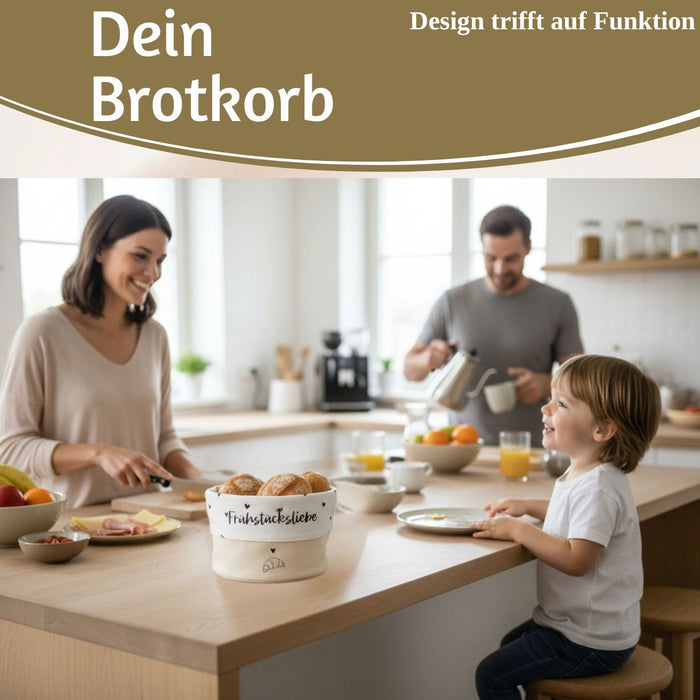 KI-generiertes Bild,Design Brotkorb Stoffkörbchen Frühstücksliebe 100% Baumwolle Brotkörbchen Brötchen