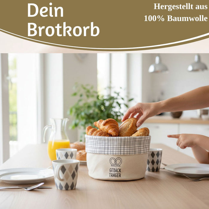 KI-generiertes Bild,Design Brotkorb Stoffkörbchen Gebäckträger 100% Baumwolle Brotkörbchen Brötchen