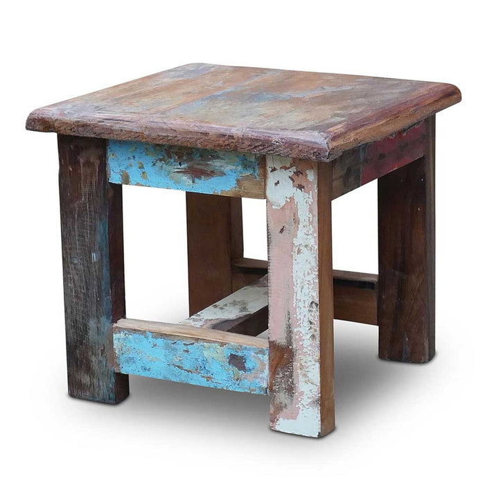 KI-generiertes Bild,Vintage Holz Fußhocker Tritthocker 28cm Fundholz Schemel Fußbank Bänkchen