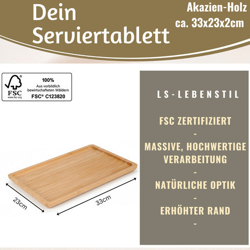 KI-generiertes Bild,Holz Serviertablett Braun 33x23cm Erhöhter Rand Küchentablett Kerzenschale