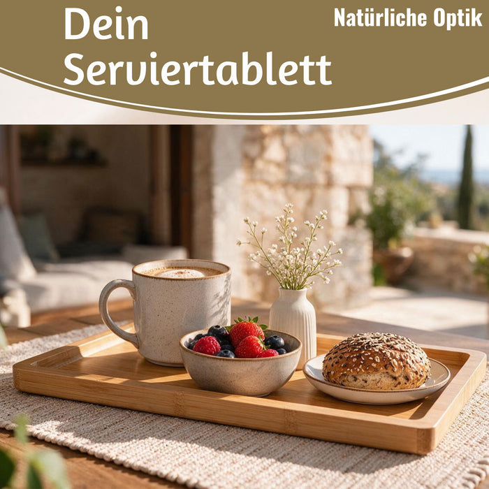 KI-generiertes Bild,Holz Serviertablett Braun 33x23cm Erhöhter Rand Küchentablett Kerzenschale