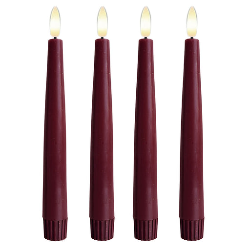 KI-generiertes Bild,LED 3D Stabkerzen Ribe 4´er Set Beere Rot 26cm Timer Fernbedienung flackernde Kerze