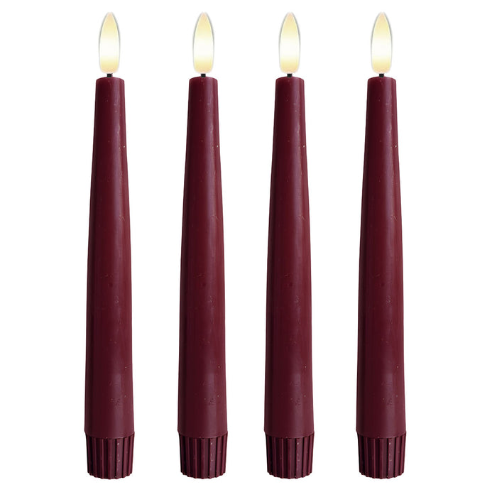 KI-generiertes Bild,LED 3D Stabkerzen Ribe 4´er Set Beere Rot 26cm Timer Fernbedienung flackernde Kerze