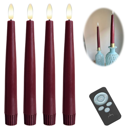 KI-generiertes Bild LED 3D Stabkerzen Ribe 4´er Set Beere Rot 17,5cm Timer Fernbedienung flackernde Kerze