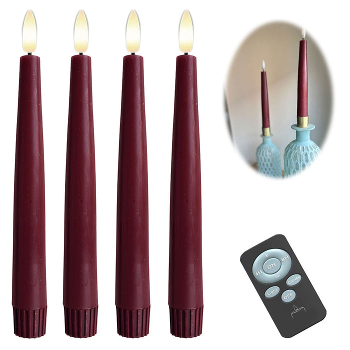 KI-generiertes Bild LED 3D Stabkerzen Ribe 4´er Set Beere Rot 17,5cm Timer Fernbedienung flackernde Kerze