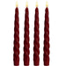 KI-generiertes Bild,LED 3D Stabkerzen Ribe 4´er Set Rot gedreht 26cm Timer Fernbedienung flackernde Kerze