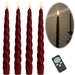 KI-generiertes Bild LED 3D Stabkerzen Ribe 4´er Set Rot gedreht 26cm Timer Fernbedienung flackernde Kerze