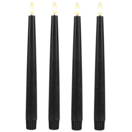 KI-generiertes Bild,LED 3D Stabkerzen Ribe 4´er Set Schwarz 26cm Timer Fernbedienung flackernde Kerze