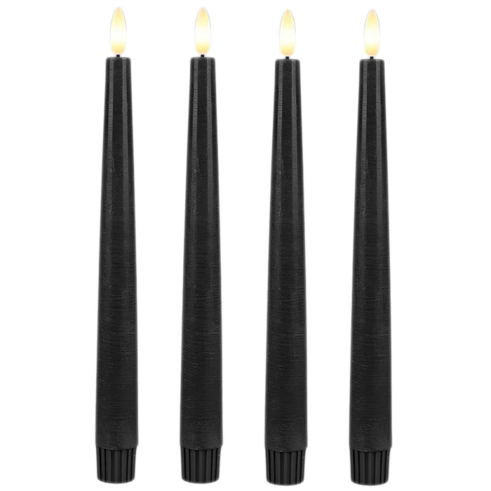 KI-generiertes Bild,LED 3D Stabkerzen Ribe 4´er Set Schwarz 26cm Timer Fernbedienung flackernde Kerze