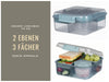 KI-generiertes Bild,Bento Box Lunchbox Kunststoff Blau 3 Fächer 2 Ebenen Frühstücksbox Brotdose
