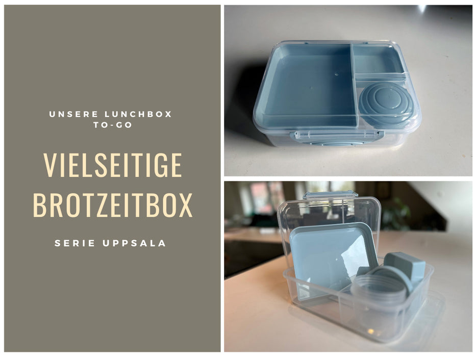 KI-generiertes Bild,Bento Box Lunchbox Kunststoff Blau 3 Fächer 2 Ebenen Frühstücksbox Brotdose