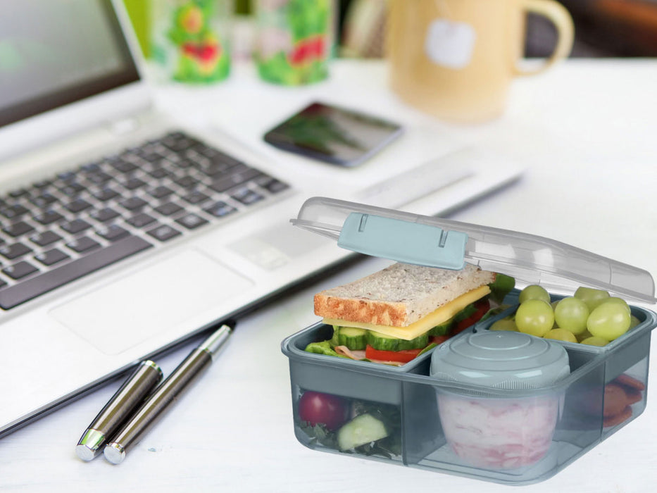 KI-generiertes Bild,Bento Box Lunchbox Kunststoff Blau 3 Fächer 2 Ebenen Frühstücksbox Brotdose