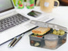 KI-generiertes Bild,Bento Box Lunchbox Kunststoff Grau 3 Fächer 2 Ebenen Frühstücksbox Brotdose