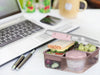 KI-generiertes Bild,Bento Box Lunchbox Kunststoff Rosa 3 Fächer 2 Ebenen Frühstücksbox Brotdose