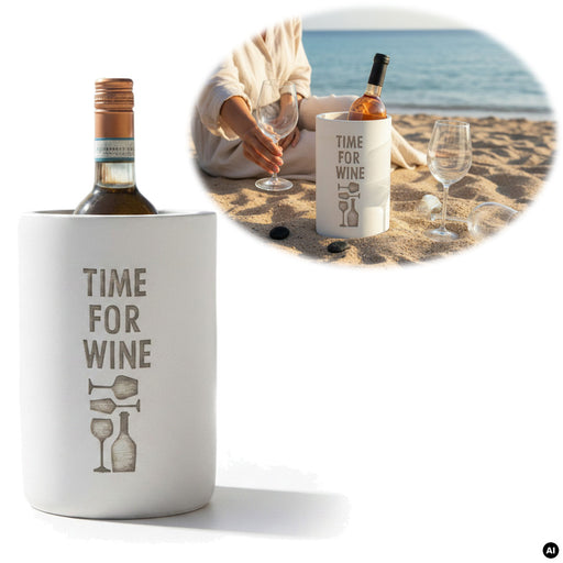 KI-generiertes Bild Beton Weinkühler 21x13 cm Shabby Grau Spruch Time for Wein Flaschenkühler Sektkühler