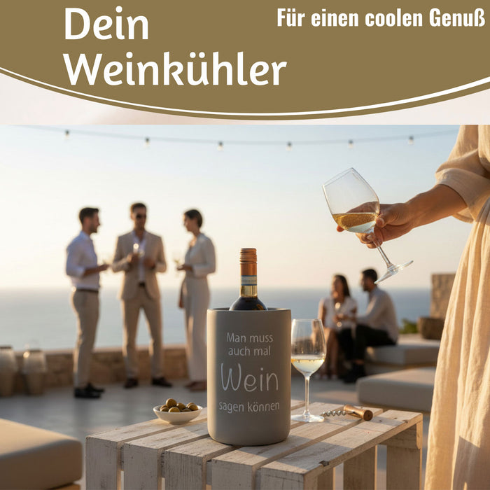 KI-generiertes Bild,Beton Weinkühler 21x13 cm Shabby Grau Spruch Wein Flaschenkühler Sektkühler