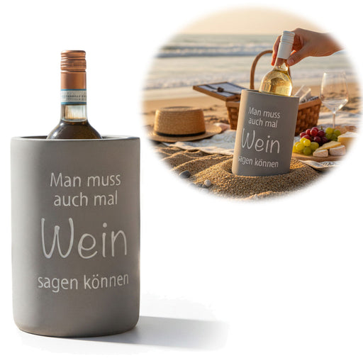 KI-generiertes Bild Beton Weinkühler 21x13 cm Shabby Grau Spruch Wein Flaschenkühler Sektkühler