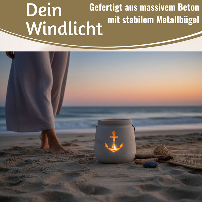 KI-generiertes Bild,Beton Windlicht Anker 13cm Shabby Grau Maritim Teelichthalter Kerzenhalter