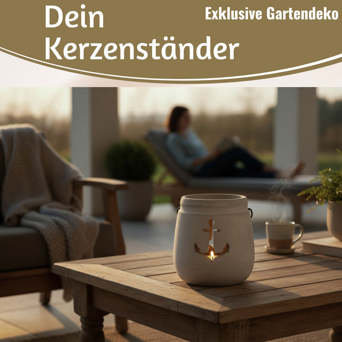 KI-generiertes Bild,Beton Windlicht Anker 13cm Shabby Grau Maritim Teelichthalter Kerzenhalter