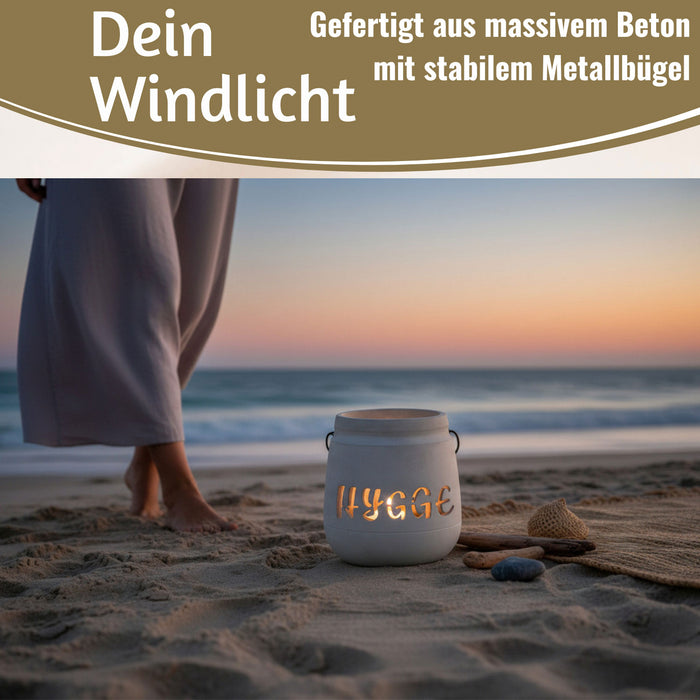 KI-generiertes Bild,Beton Windlicht Hygge 13cm Shabby Grau Maritim Teelichthalter Kerzenhalter