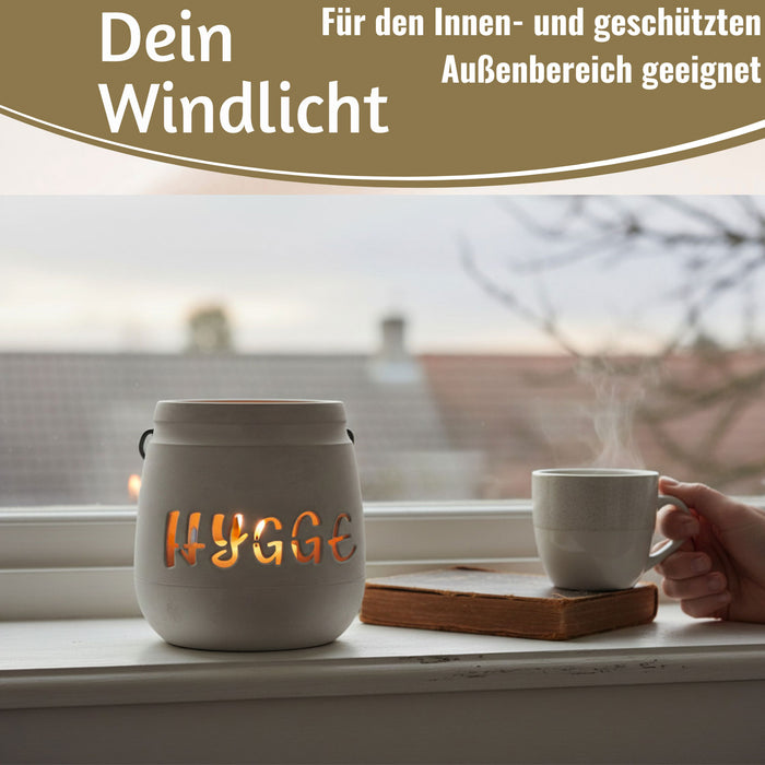 KI-generiertes Bild,Beton Windlicht Hygge 13cm Shabby Grau Maritim Teelichthalter Kerzenhalter