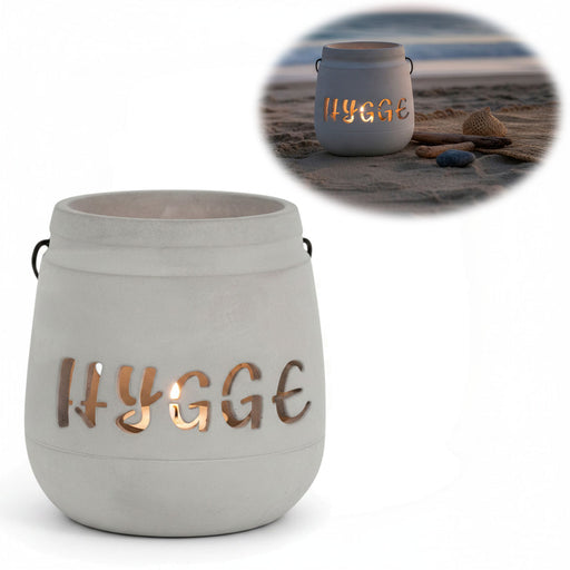 KI-generiertes Bild Beton Windlicht Hygge 13cm Shabby Grau Maritim Teelichthalter Kerzenhalter