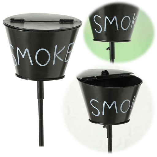 KI-generiertes Bild XL Windaschenbecher Metall BBQ Tonne Smoke Schwarz Gartenstab 65-115cm Ascher