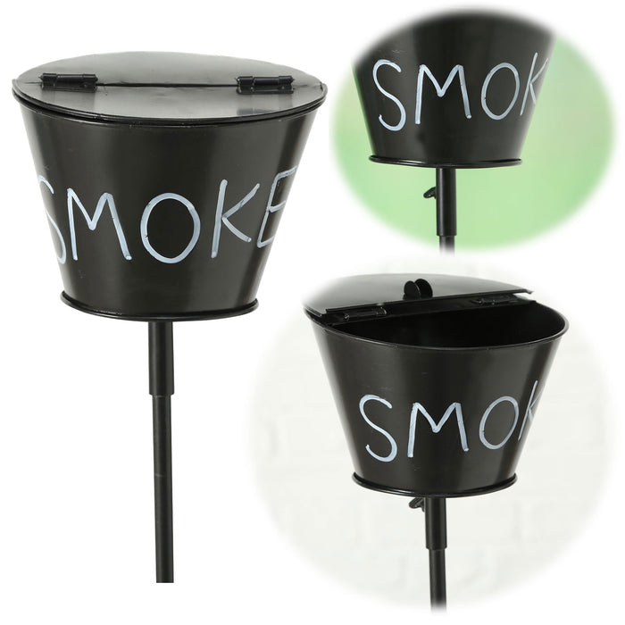 KI-generiertes Bild XL Windaschenbecher Metall BBQ Tonne Smoke Schwarz Gartenstab 65-115cm Ascher