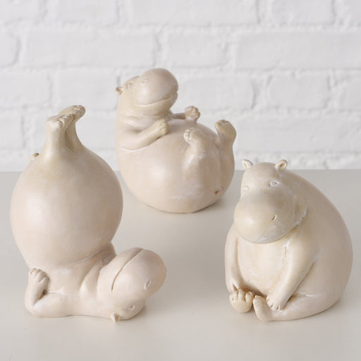 KI-generiertes Bild,3 Yoga Deko-Figur Set Hippos XL 12cm Skulptur Gymnastik Feng Shui Deko-Objekt