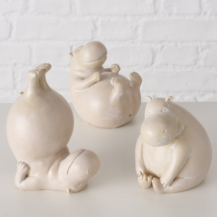 KI-generiertes Bild,3 Yoga Deko-Figur Set Hippos XL 12cm Skulptur Gymnastik Feng Shui Deko-Objekt