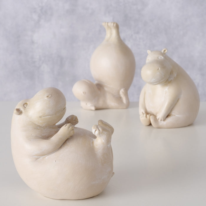 KI-generiertes Bild,3 Yoga Deko-Figur Set Hippos XL 12cm Skulptur Gymnastik Feng Shui Deko-Objekt
