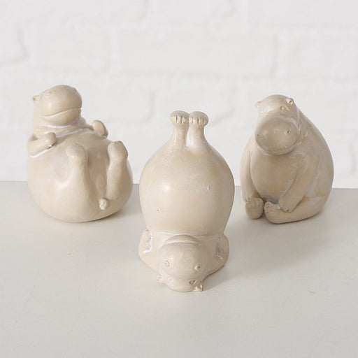 KI-generiertes Bild,3 Yoga Deko-Figur Set Hippos 7cm Skulptur Gymnastik Feng Shui Deko-Objekt