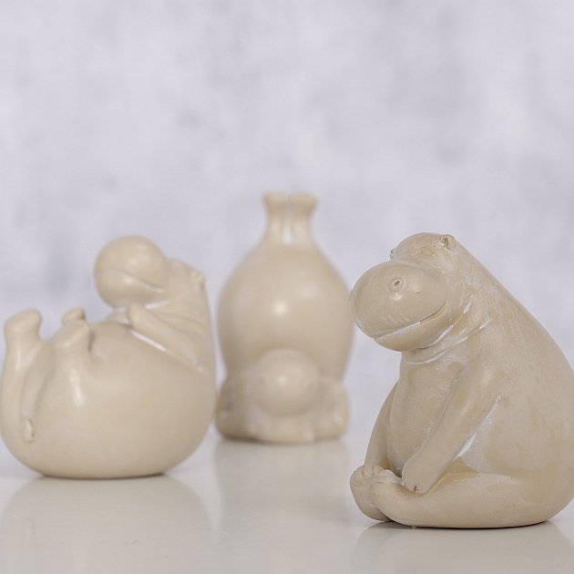KI-generiertes Bild,3 Yoga Deko-Figur Set Hippos 7cm Skulptur Gymnastik Feng Shui Deko-Objekt