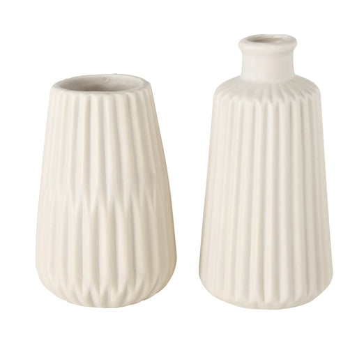 KI-generiertes Bild,Nordic Blumen-Vase Oslo 2´er Set Creme Beige Keramik Tisch-Vase Pampasgras