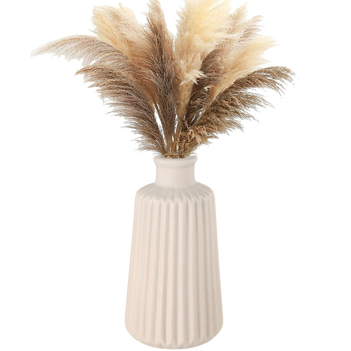 KI-generiertes Bild,Nordic Blumen-Vase Oslo 2´er Set Creme Beige Keramik Tisch-Vase Pampasgras
