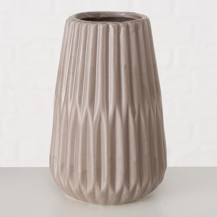 KI-generiertes Bild,Nordic Blumen-Vase Oslo 2´er Set Creme Braun Keramik Tisch-Vase Pampasgras